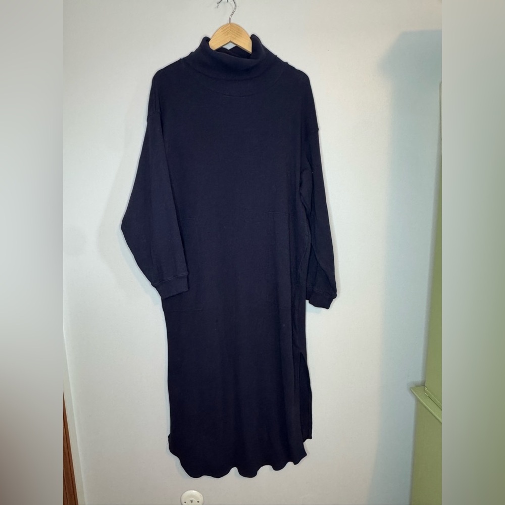 FP Beach Free People Black Turtleneck Sweatshirt Dress Oversized Medium